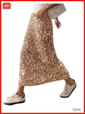 Women's Y2k Sequin Skirt Stretchy Night Out Party Glitter Long Skirt